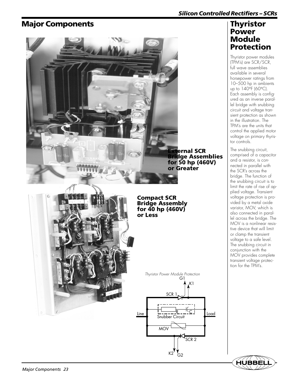 Thyristor power module protection, Major components | Hubbell Silicon Controlled Rectifier 4922c User Manual | Page 3 / 4
