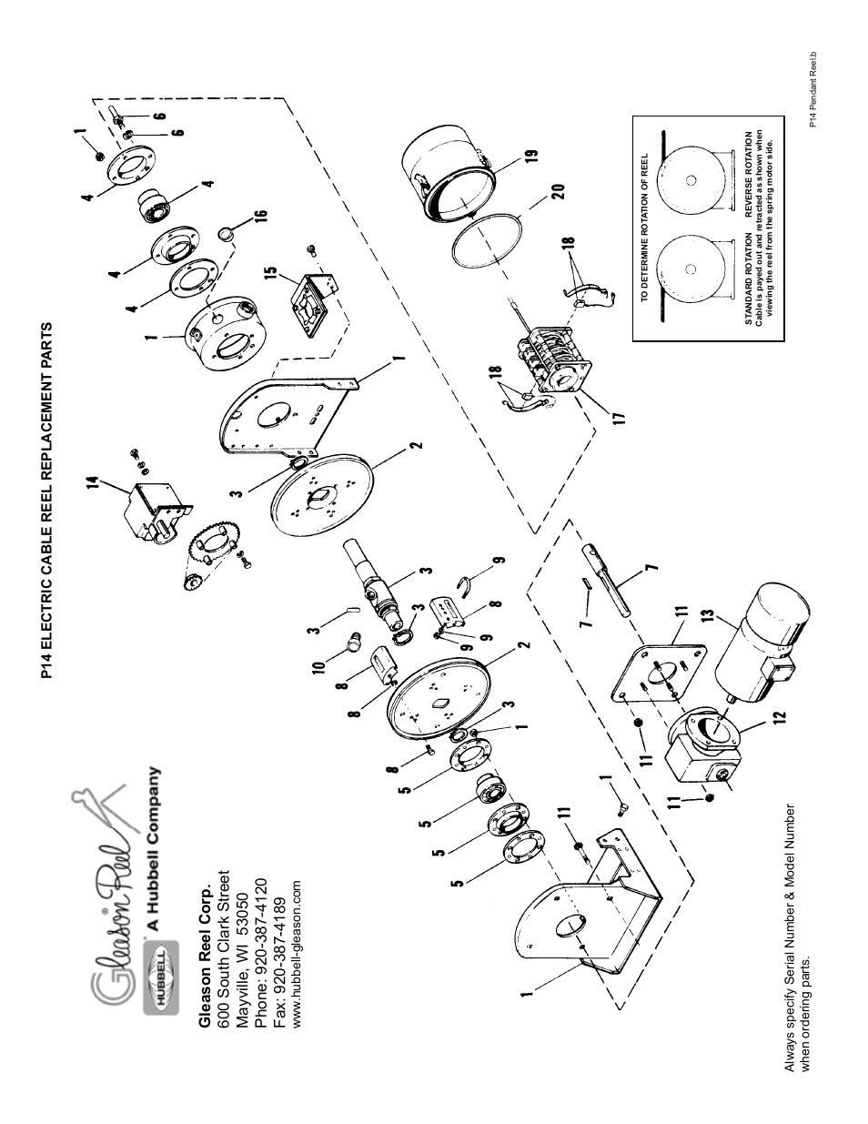 Hubbell Electric Cable Reel P14 User Manual | 2 pages