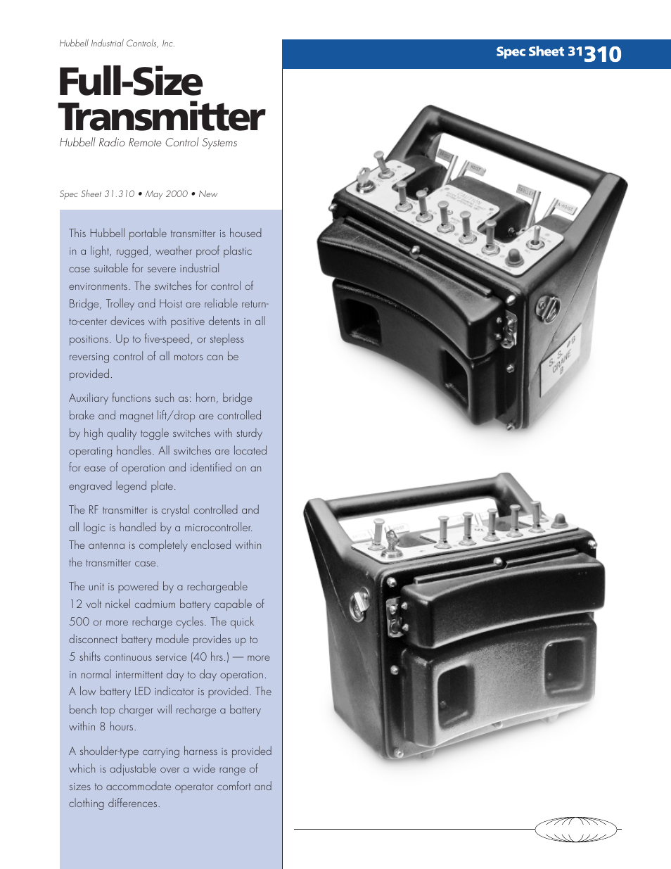 Hubbell Full-Size Transmitter 31.310 User Manual | 2 pages