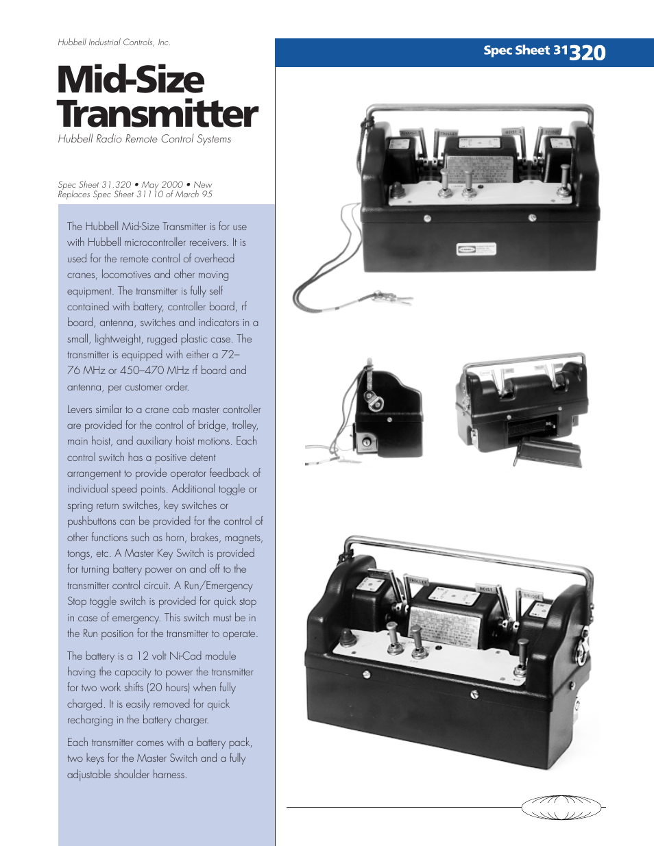 Hubbell Mid-Size Transmitter 31.320 User Manual | 2 pages