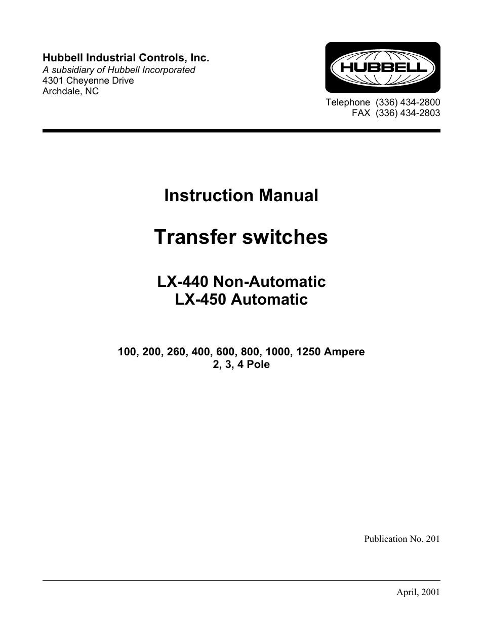 Hubbell LX-440 User Manual | 16 pages