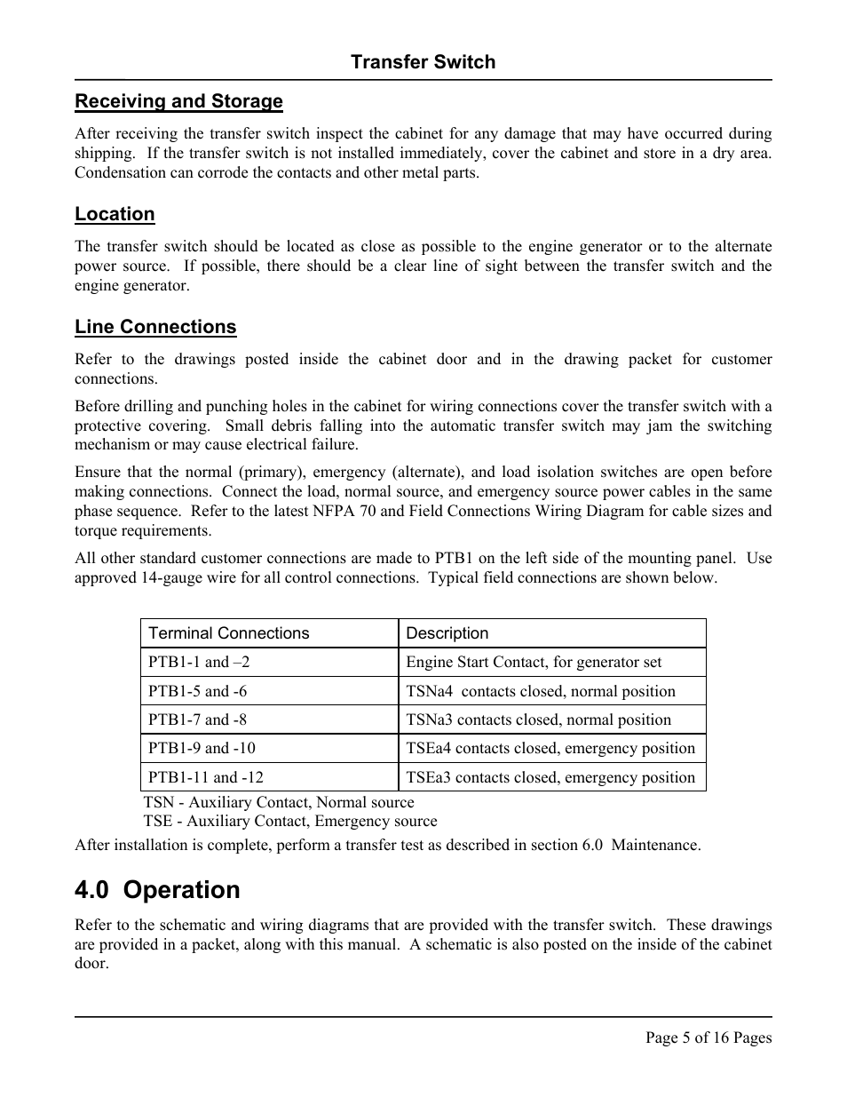Receiving and storage, Location, Line connections | Operation, Receiving and storage location line connections, 0 operation | Hubbell LX-440 User Manual | Page 5 / 16