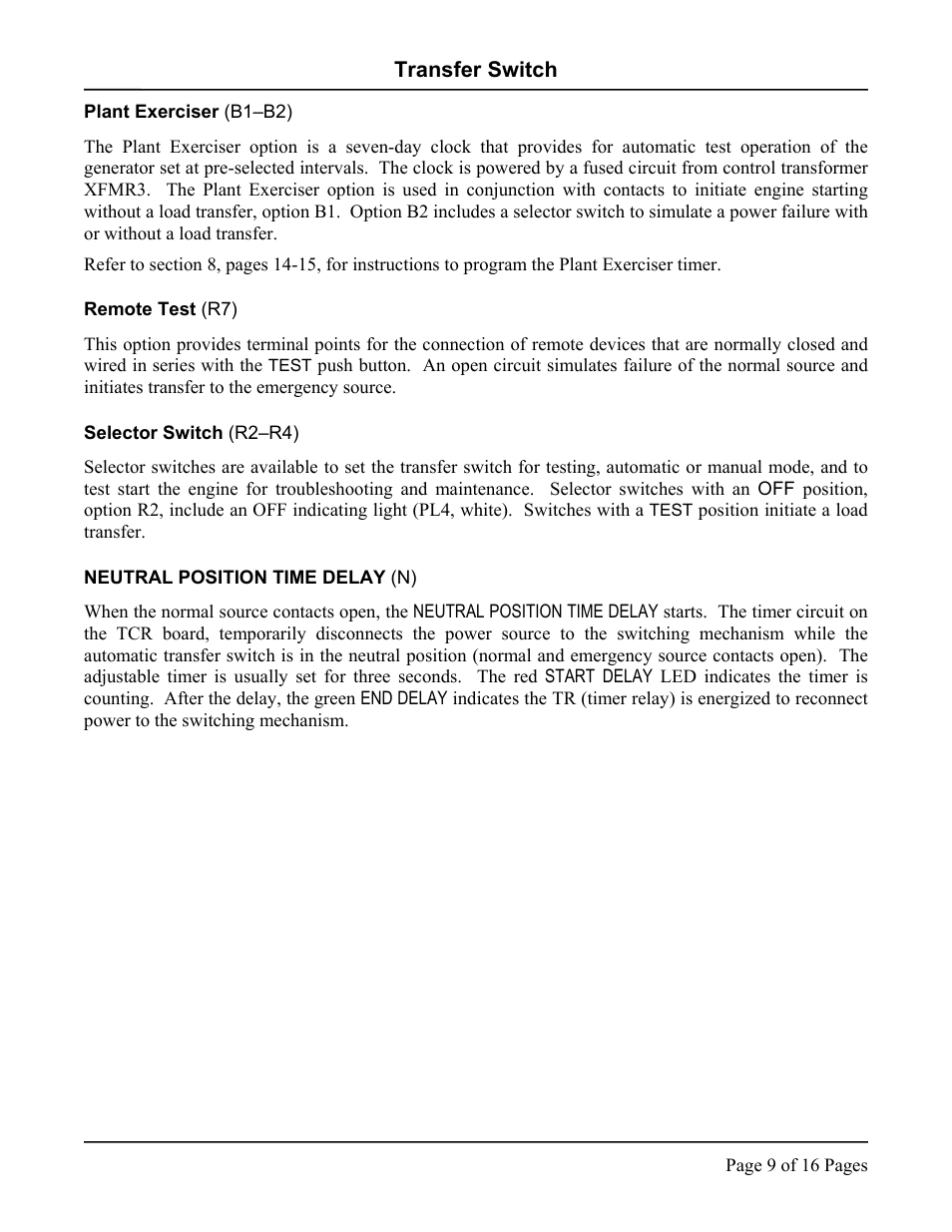 Plant exerciser \(b1–b2\), Remote test (r7), Selector switch \(r2–r4\) | Neutral position time delay (n) | Hubbell LX-440 User Manual | Page 9 / 16