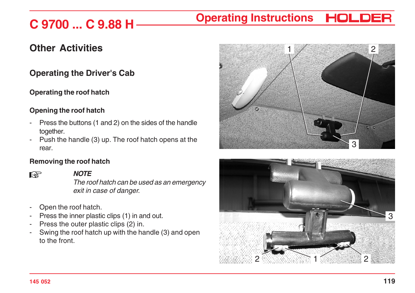 Operating instructions, Other activities | Holder C-Trac C 9700 User Manual | Page 120 / 221