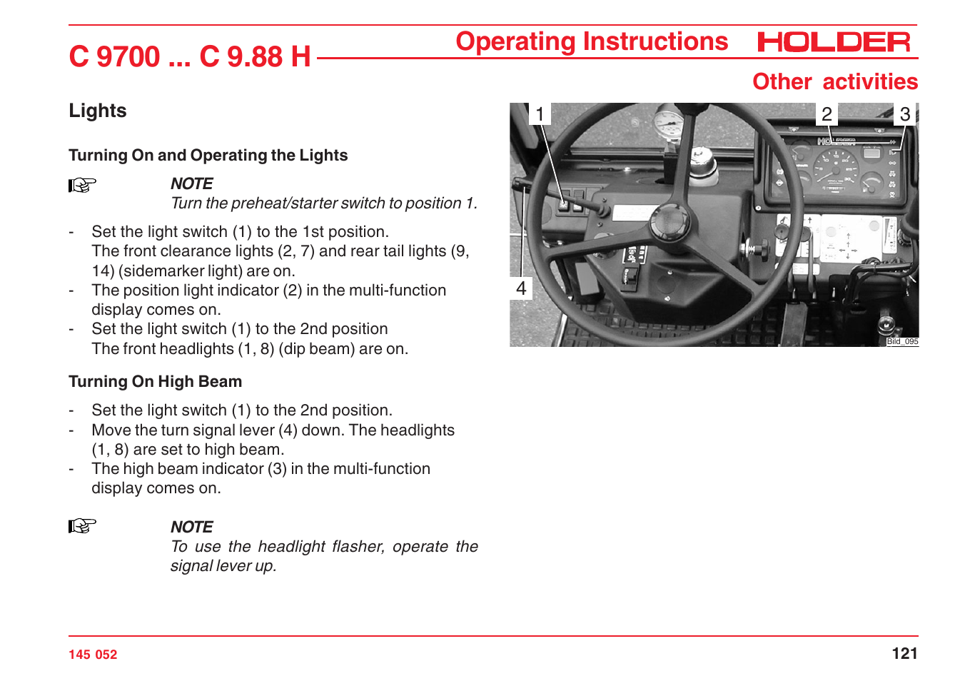 Operating instructions, Other activities | Holder C-Trac C 9700 User Manual | Page 122 / 221