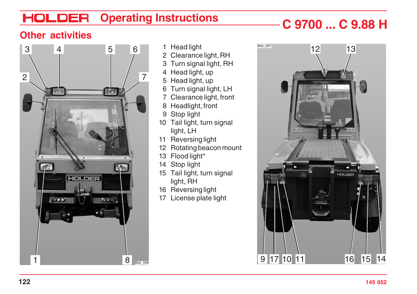 Operating instructions, Other activities | Holder C-Trac C 9700 User Manual | Page 123 / 221