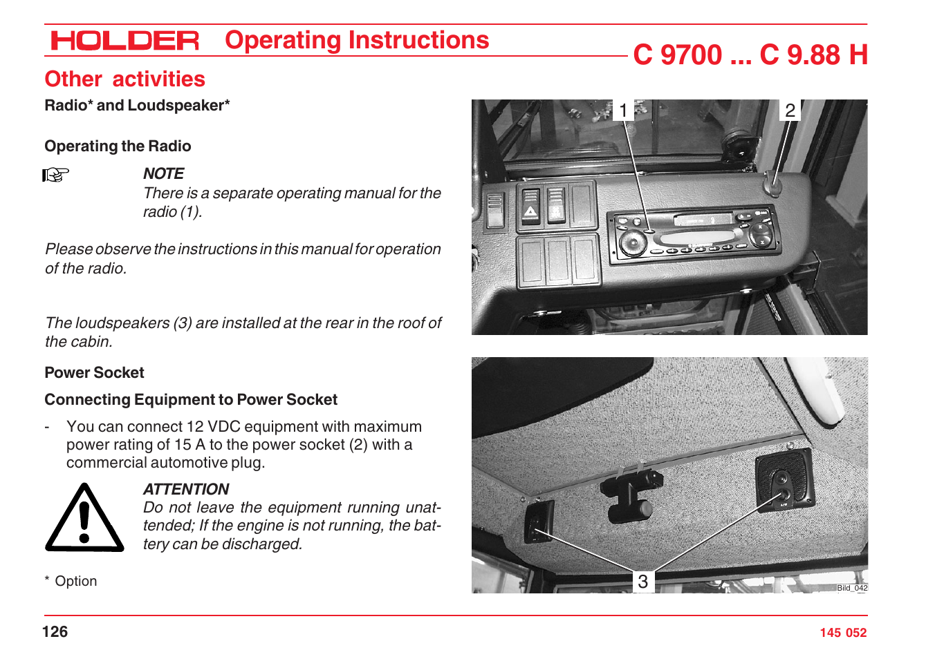 Operating instructions, Other activities | Holder C-Trac C 9700 User Manual | Page 127 / 221