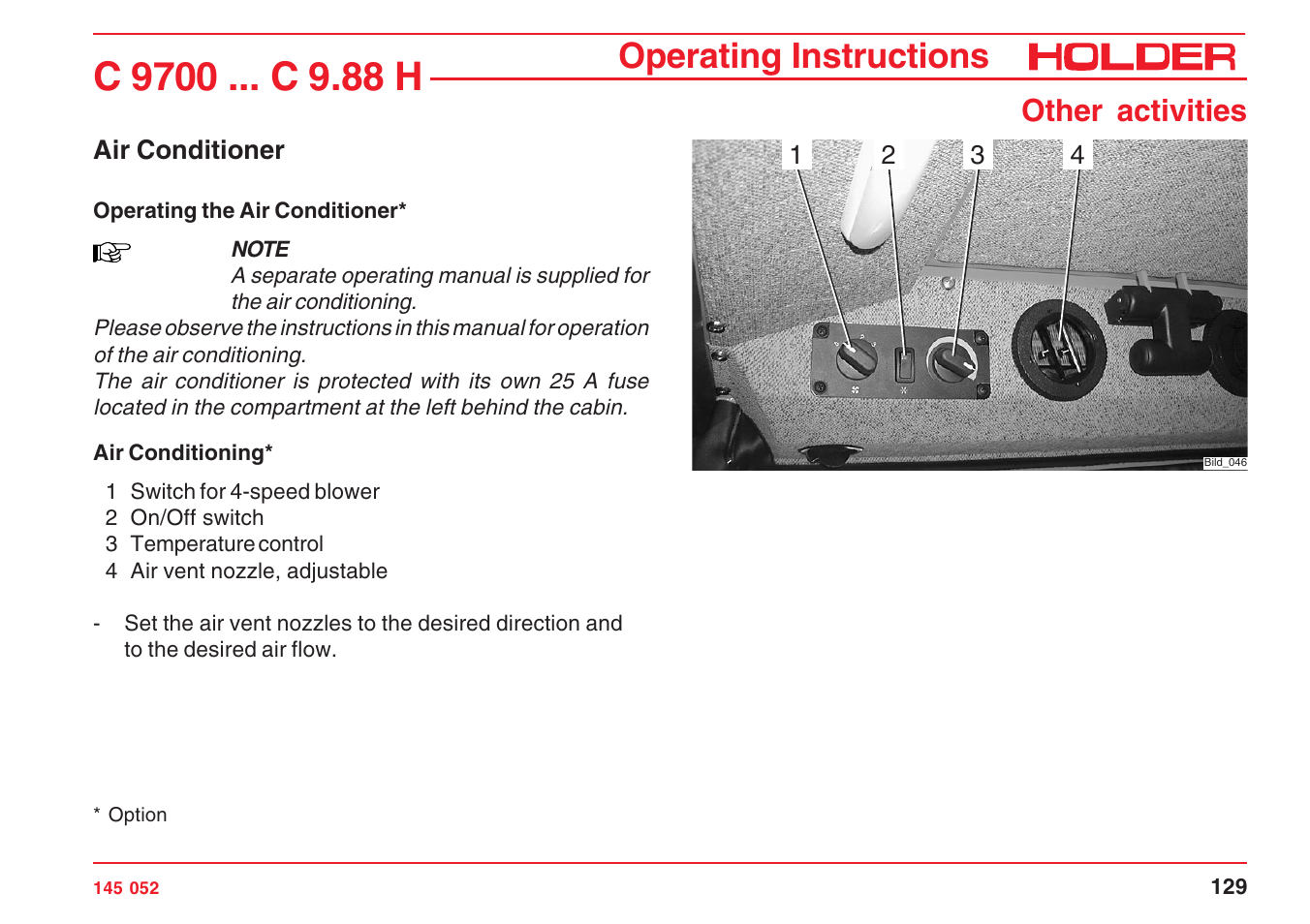 Operating instructions, Other activities | Holder C-Trac C 9700 User Manual | Page 130 / 221