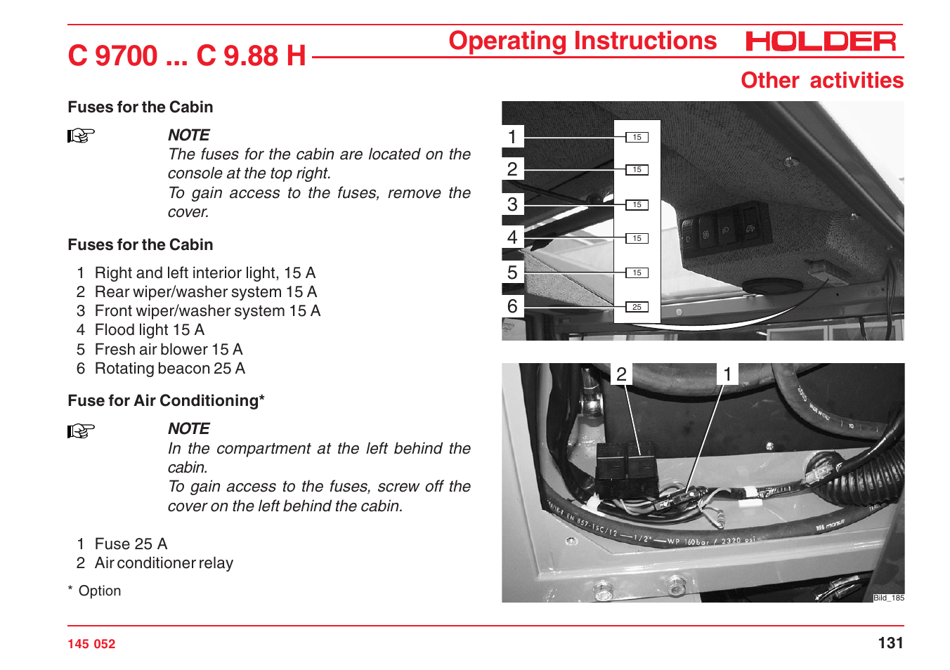 Operating instructions, Other activities | Holder C-Trac C 9700 User Manual | Page 132 / 221