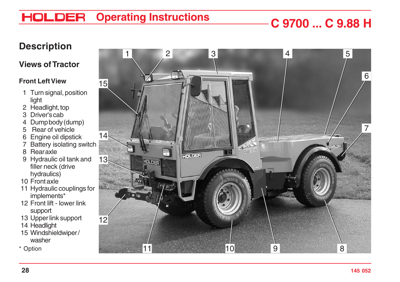 Operating instructions, Description | Holder C-Trac C 9700 User Manual | Page 29 / 221