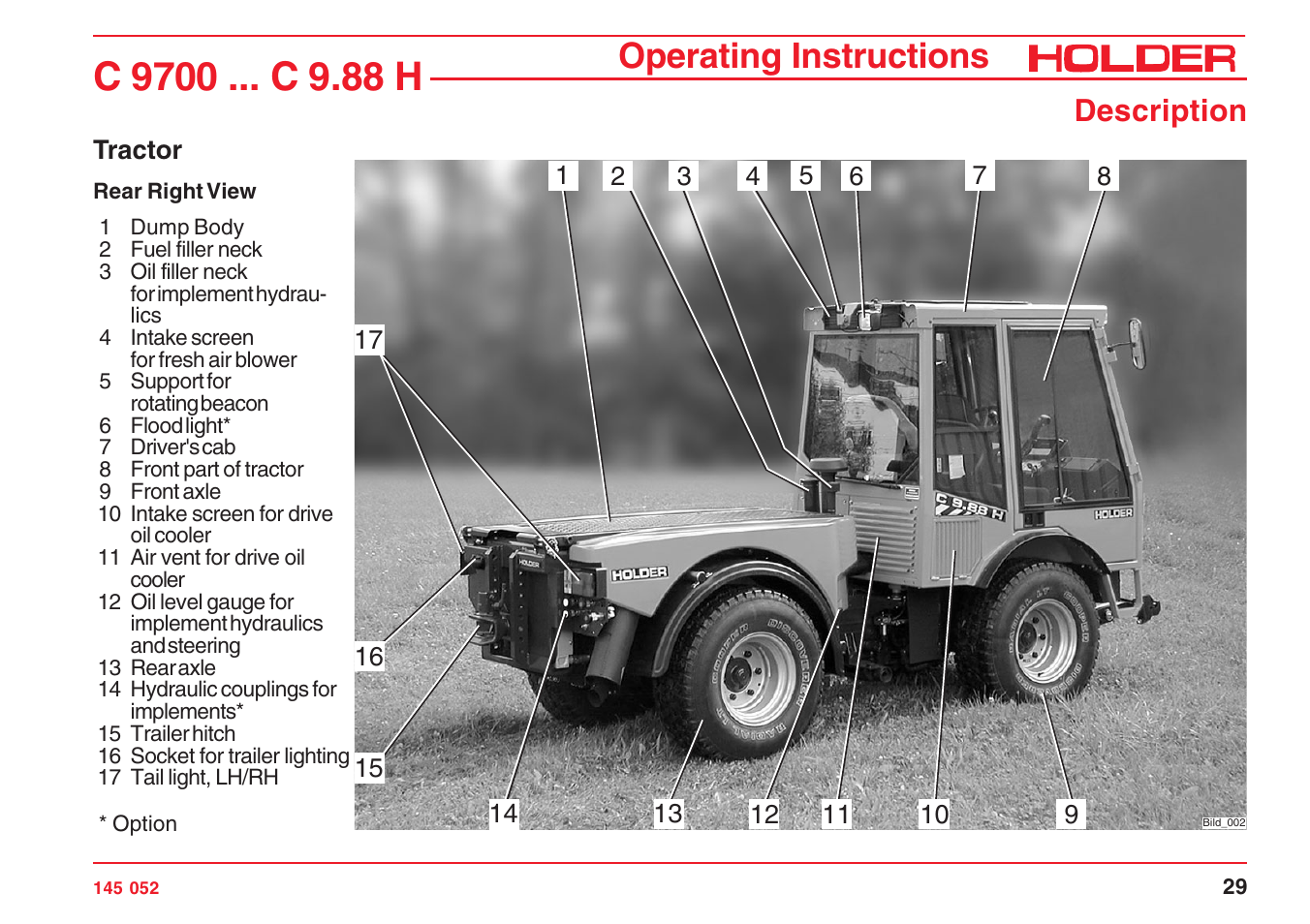 Operating instructions, Description | Holder C-Trac C 9700 User Manual | Page 30 / 221