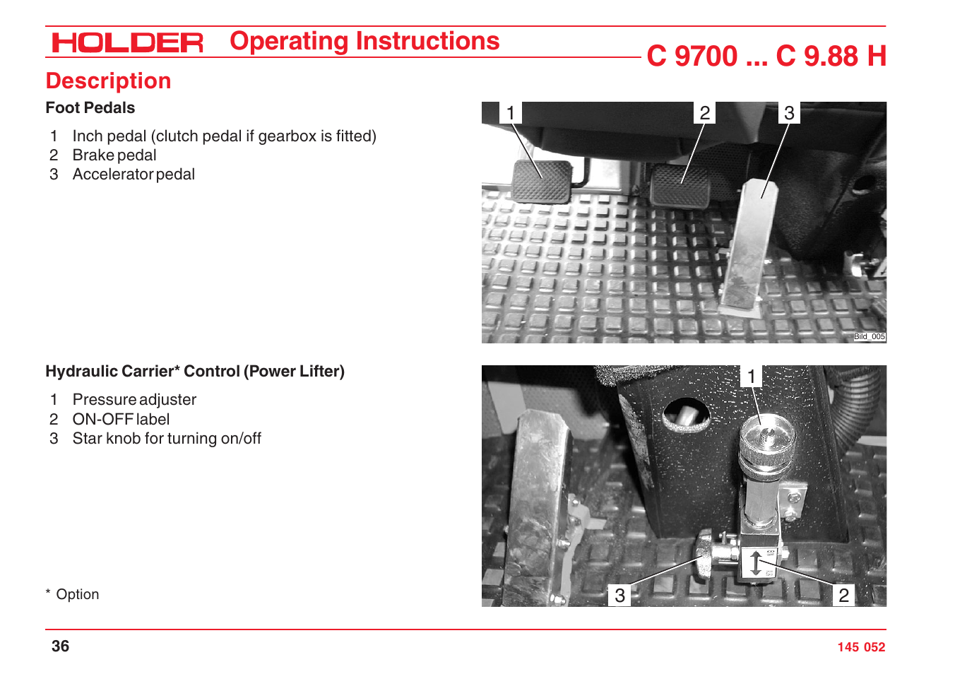 Operating instructions, Description | Holder C-Trac C 9700 User Manual | Page 37 / 221