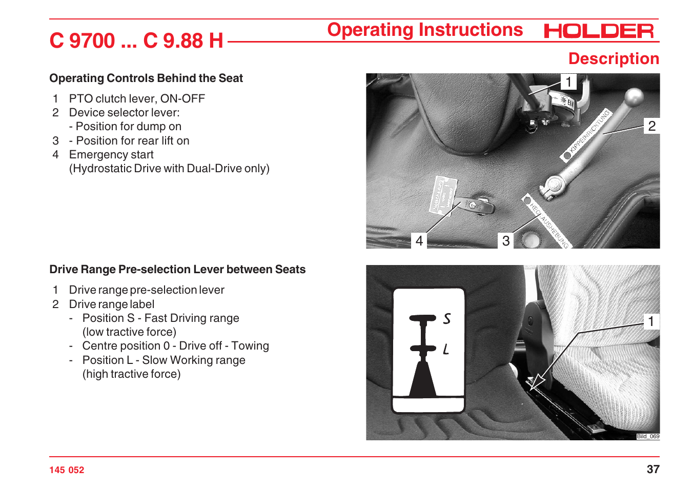 Operating instructions, Description | Holder C-Trac C 9700 User Manual | Page 38 / 221