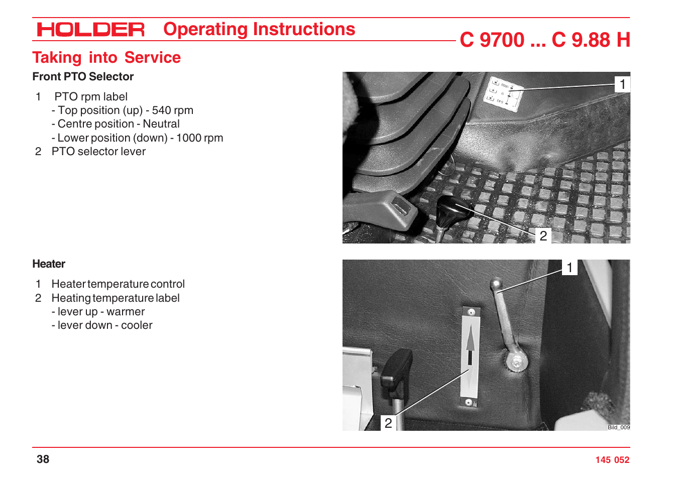 Operating instructions, Taking into service | Holder C-Trac C 9700 User Manual | Page 39 / 221
