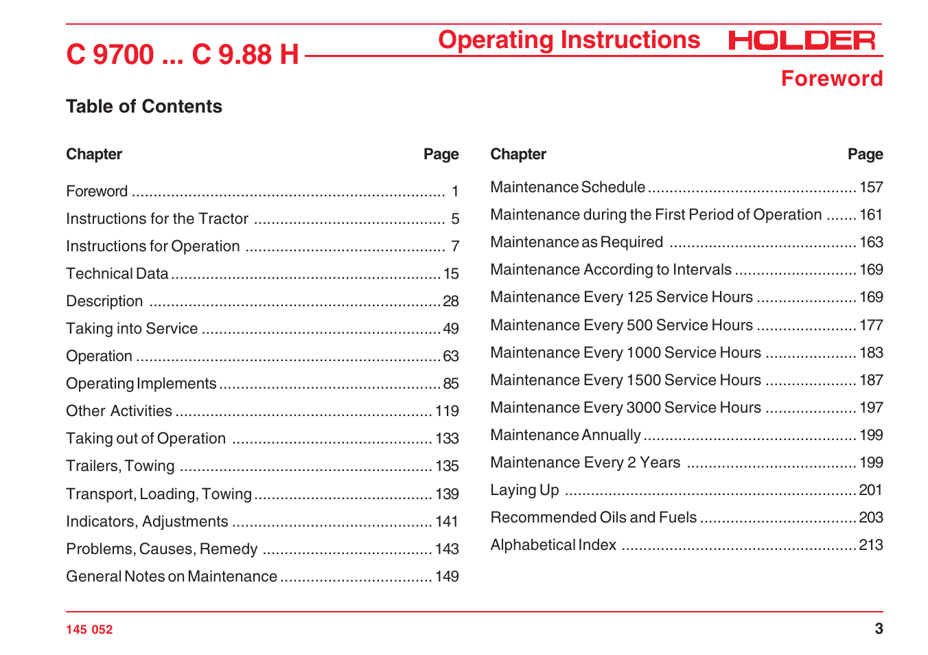 Operating instructions, Foreword | Holder C-Trac C 9700 User Manual | Page 4 / 221