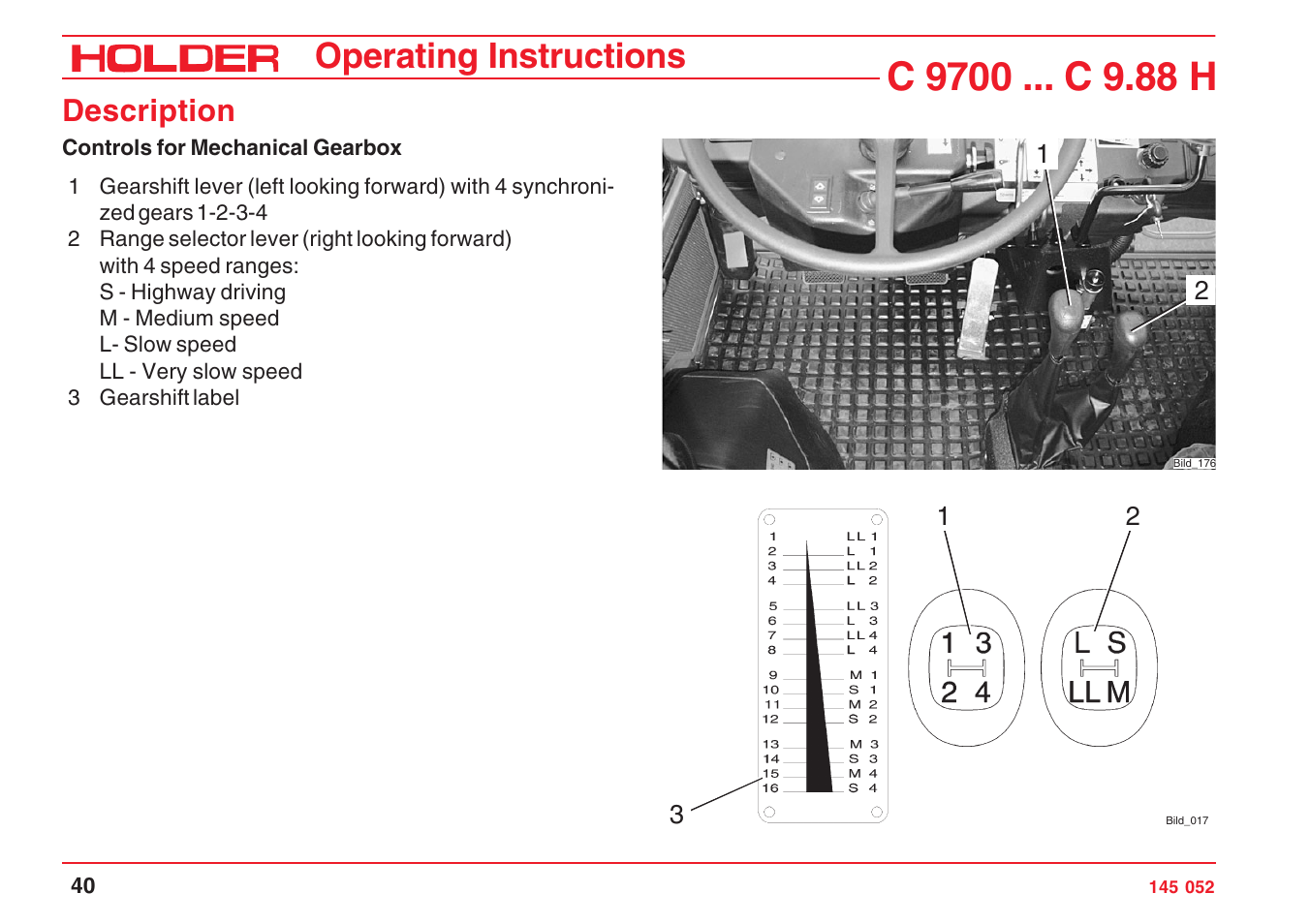 Operating instructions, Description | Holder C-Trac C 9700 User Manual | Page 41 / 221