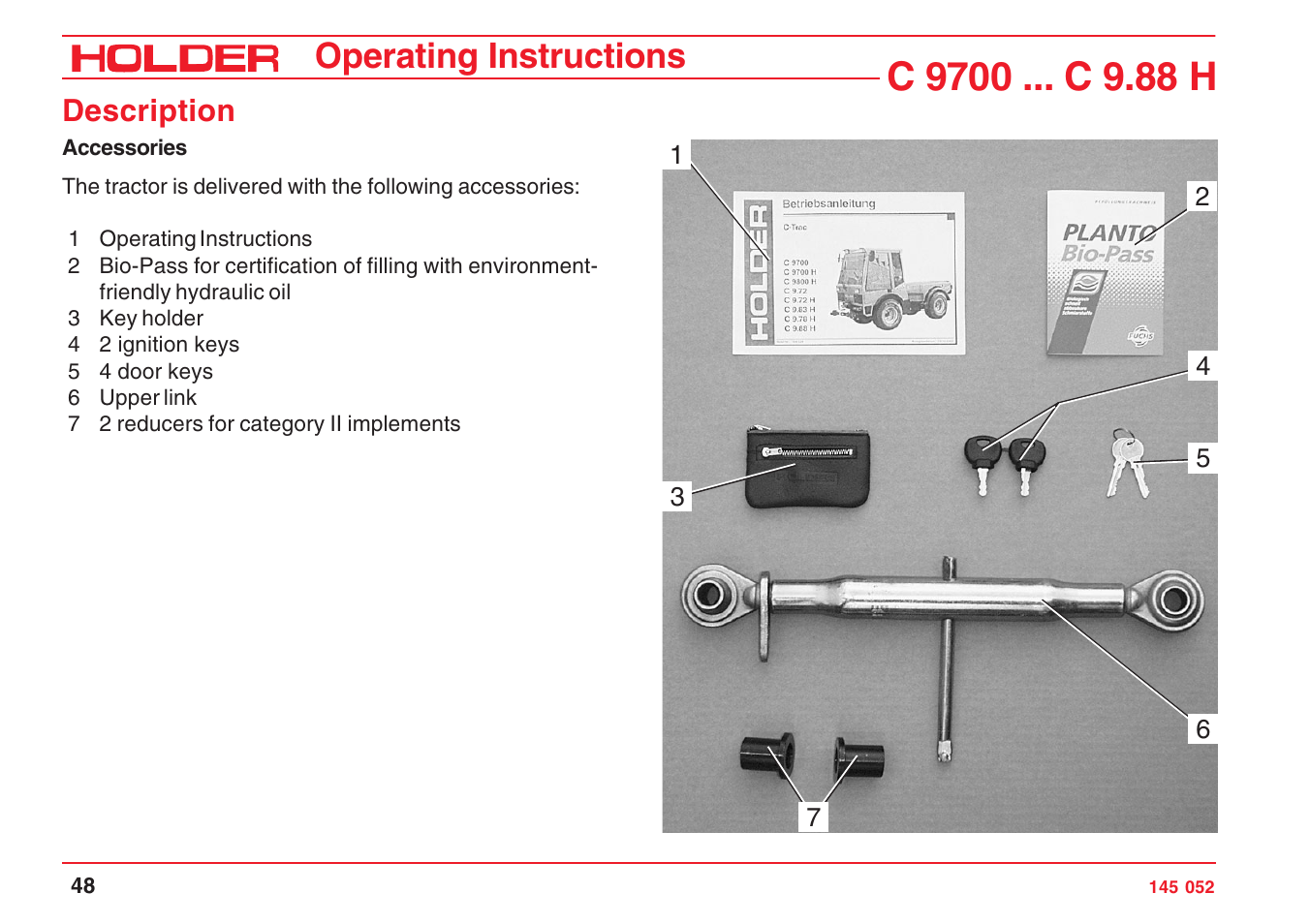 Operating instructions | Holder C-Trac C 9700 User Manual | Page 49 / 221