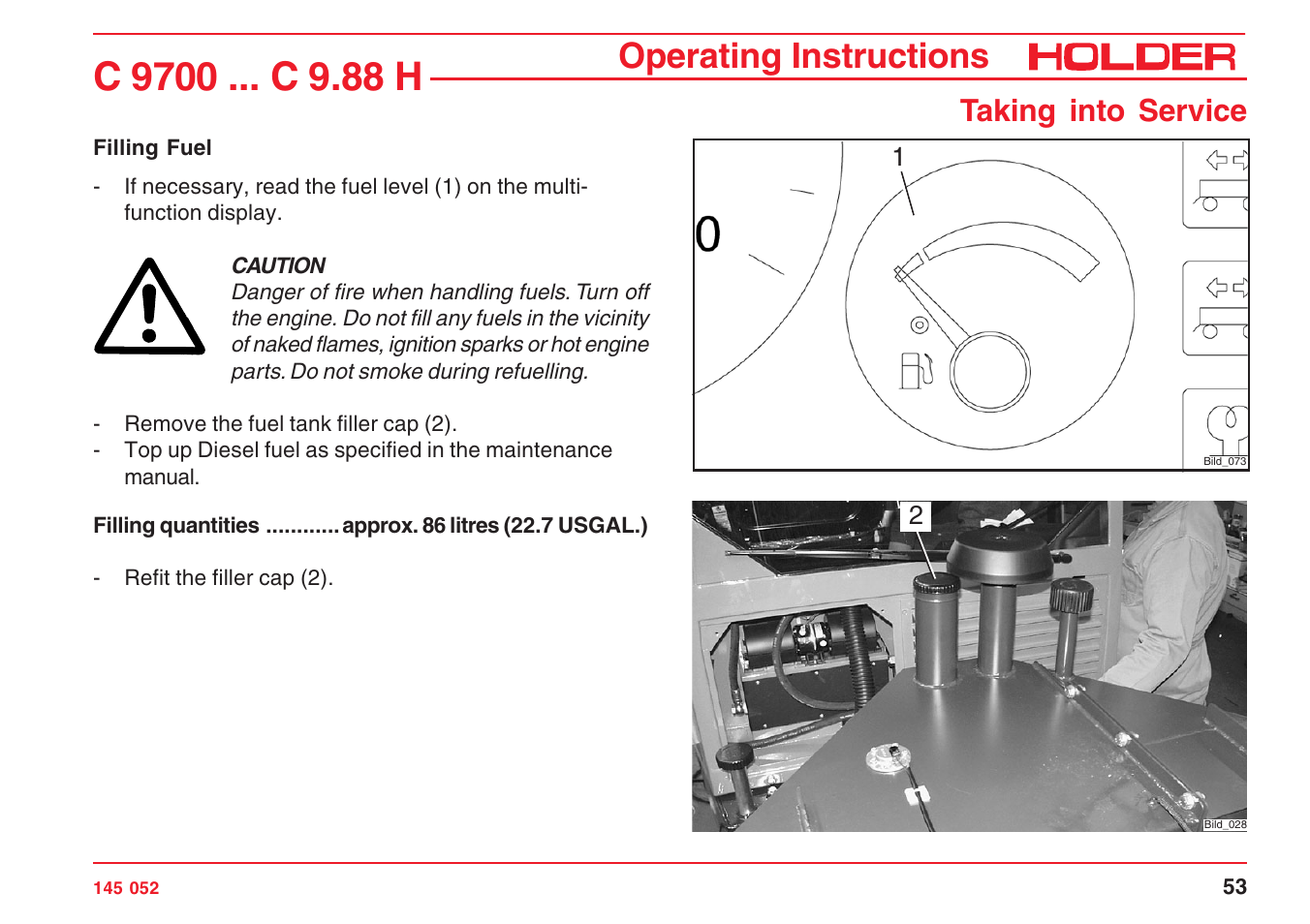 Operating instructions, Taking into service | Holder C-Trac C 9700 User Manual | Page 54 / 221