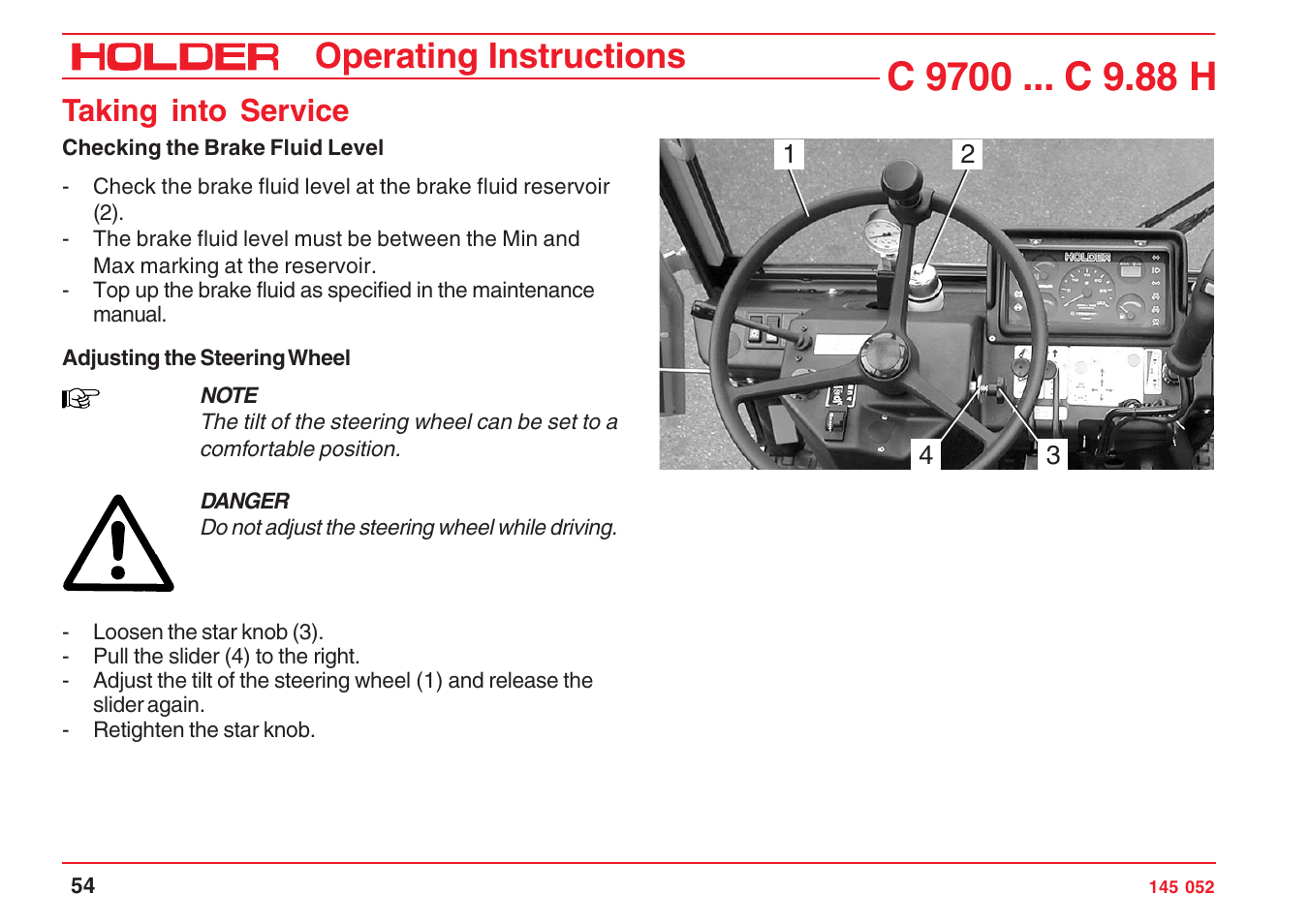 Operating instructions, Taking into service | Holder C-Trac C 9700 User Manual | Page 55 / 221