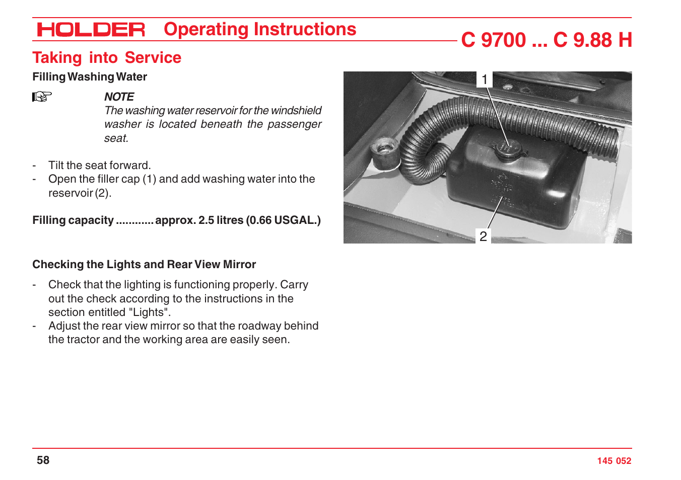 Operating instructions, Taking into service | Holder C-Trac C 9700 User Manual | Page 59 / 221