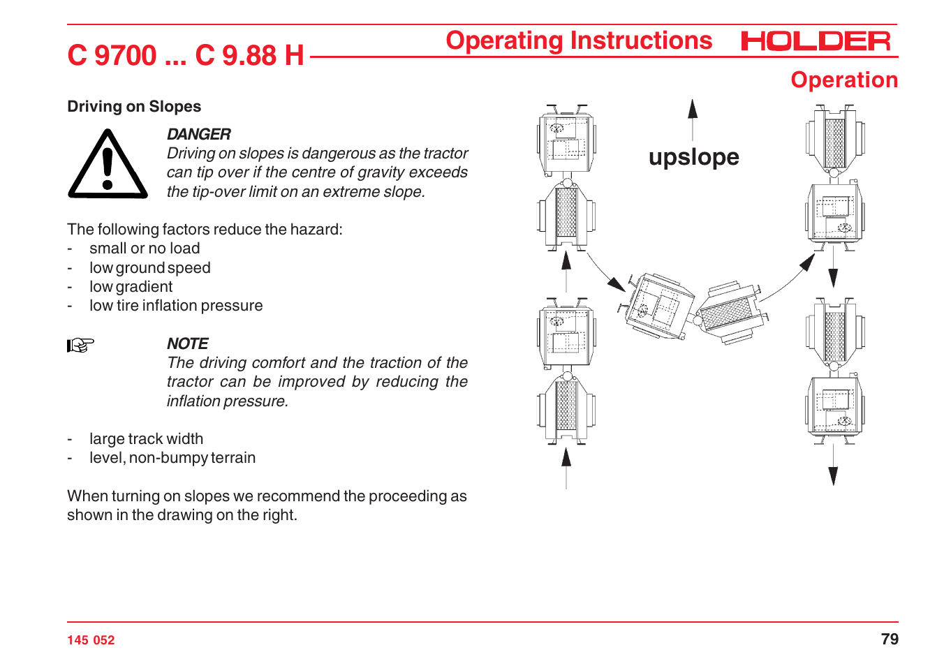 Operating instructions, Operation | Holder C-Trac C 9700 User Manual | Page 80 / 221