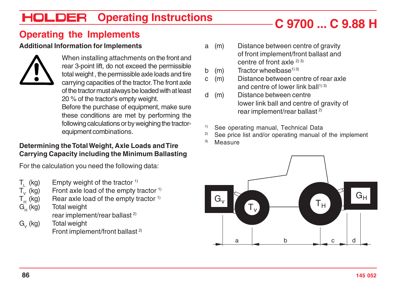 Operating instructions, Operating the implements | Holder C-Trac C 9700 User Manual | Page 87 / 221