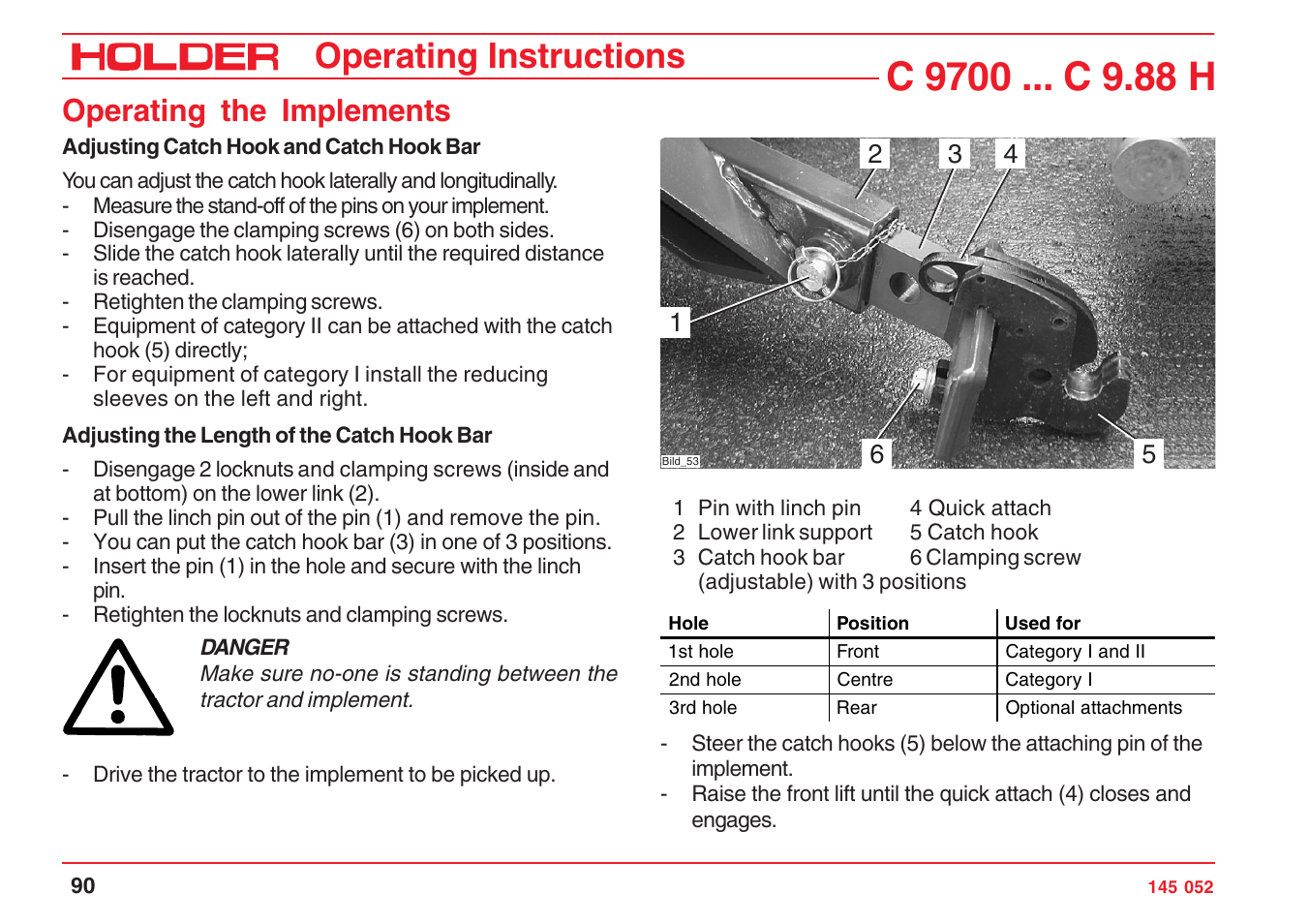 Operating instructions, Operating the implements | Holder C-Trac C 9700 User Manual | Page 91 / 221