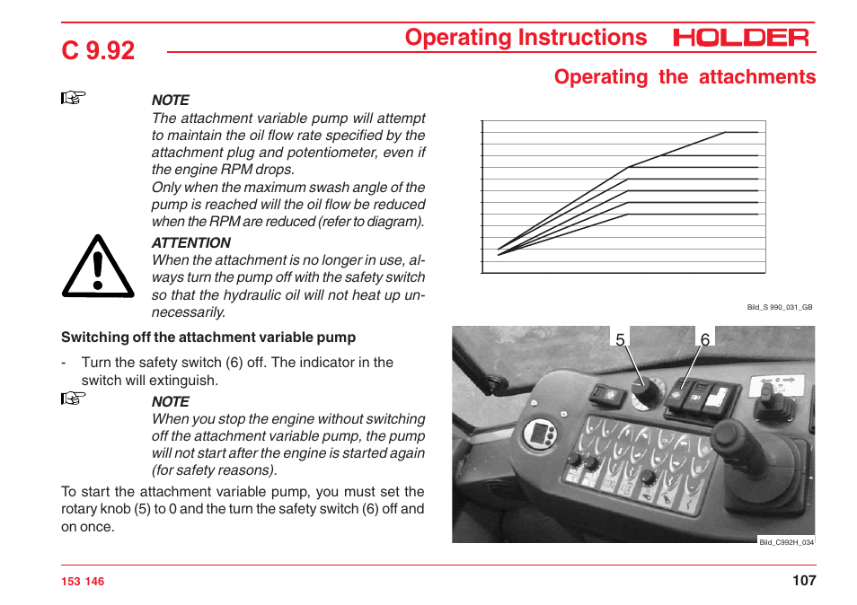 C 9.92, Operating instructions, Operating the attachments | Holder C 9.92 H User Manual | Page 109 / 238