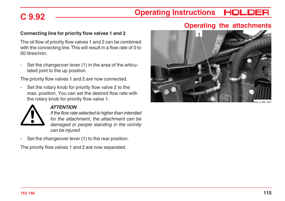 C 9.92, Operating instructions, Operating the attachments | Holder C 9.92 H User Manual | Page 117 / 238