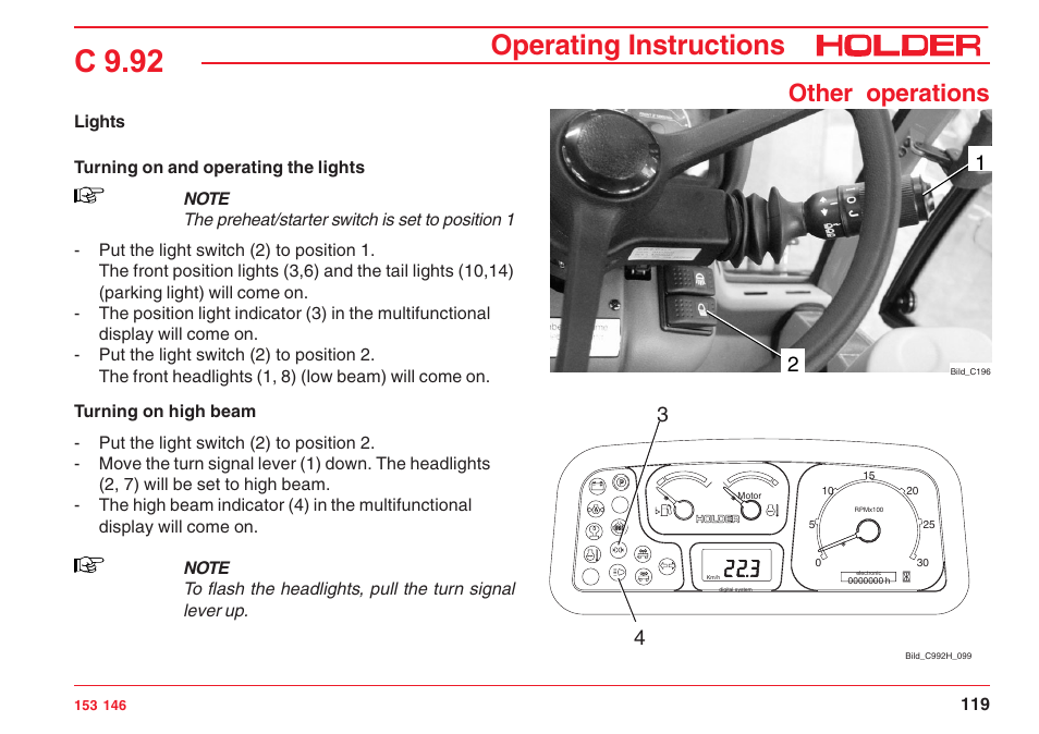 C 9.92, Operating instructions, Other operations | Holder C 9.92 H User Manual | Page 121 / 238