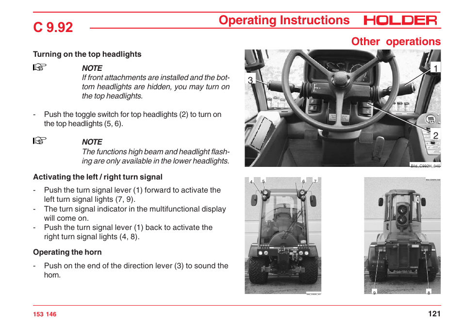C 9.92, Operating instructions, Other operations | Holder C 9.92 H User Manual | Page 123 / 238
