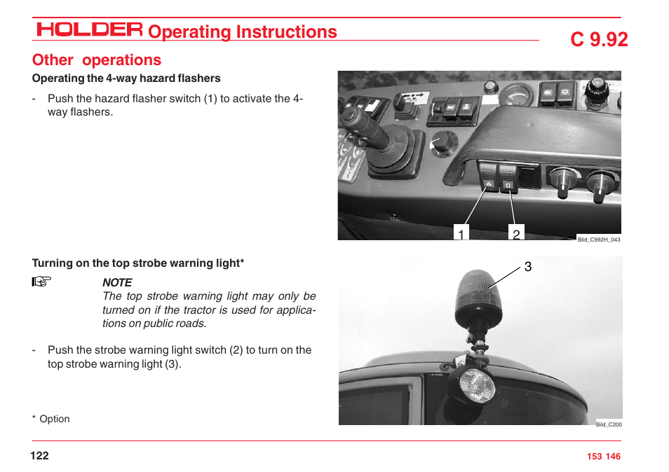 C 9.92, Operating instructions, Other operations | Holder C 9.92 H User Manual | Page 124 / 238