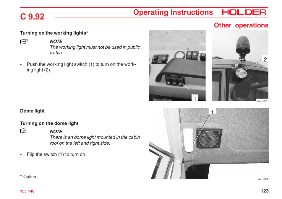 C 9.92, Operating instructions, Other operations | Holder C 9.92 H User Manual | Page 125 / 238