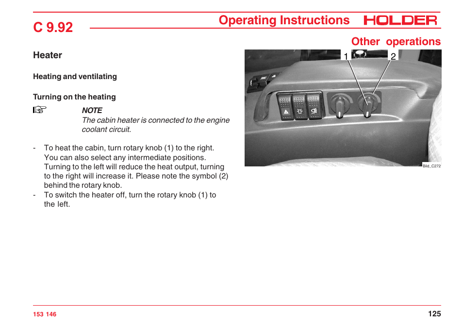 C 9.92, Operating instructions, Other operations | Holder C 9.92 H User Manual | Page 127 / 238