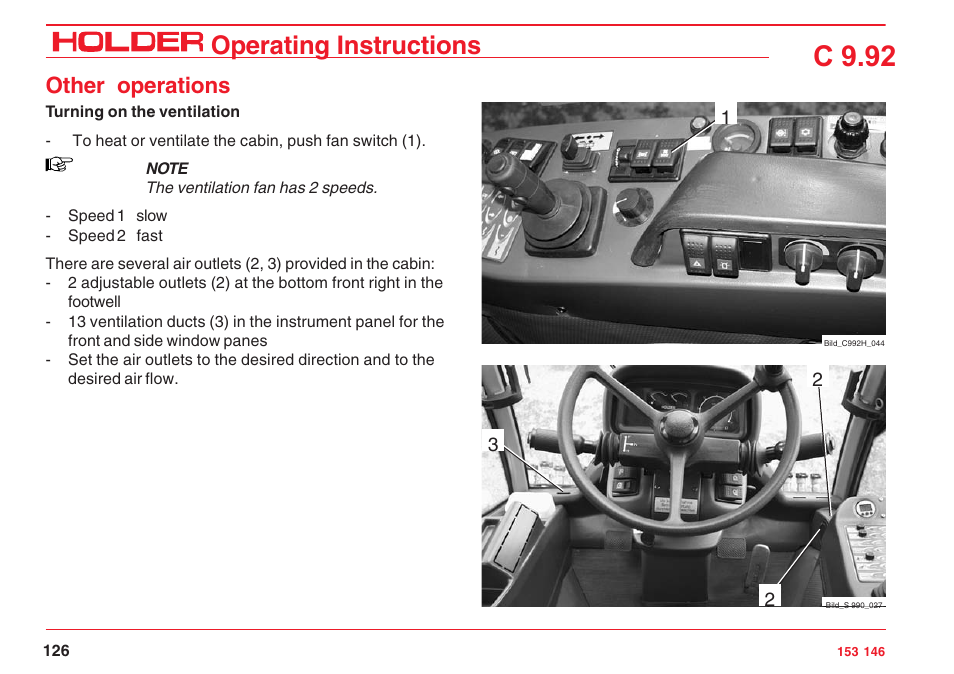 C 9.92, Operating instructions, Other operations | Holder C 9.92 H User Manual | Page 128 / 238