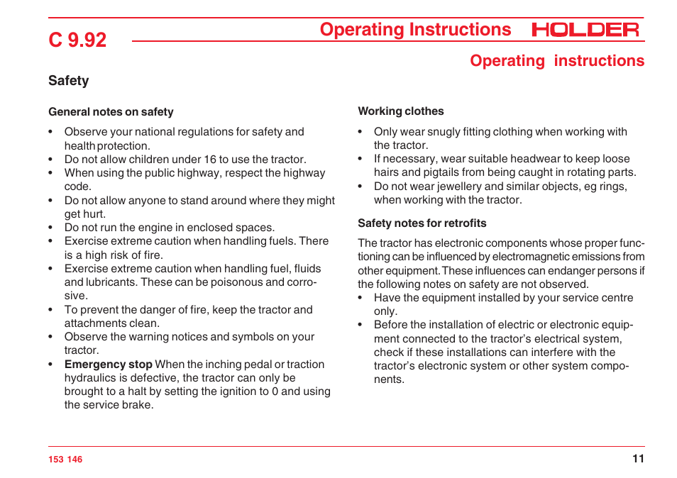 C 9.92, Operating instructions | Holder C 9.92 H User Manual | Page 13 / 238