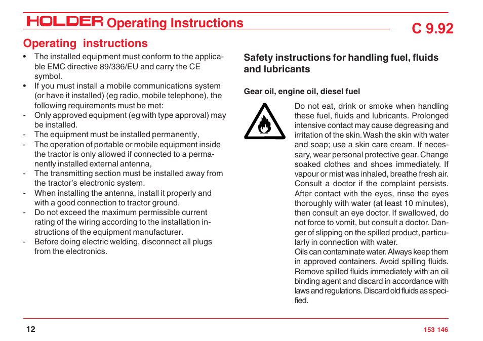 C 9.92, Operating instructions | Holder C 9.92 H User Manual | Page 14 / 238