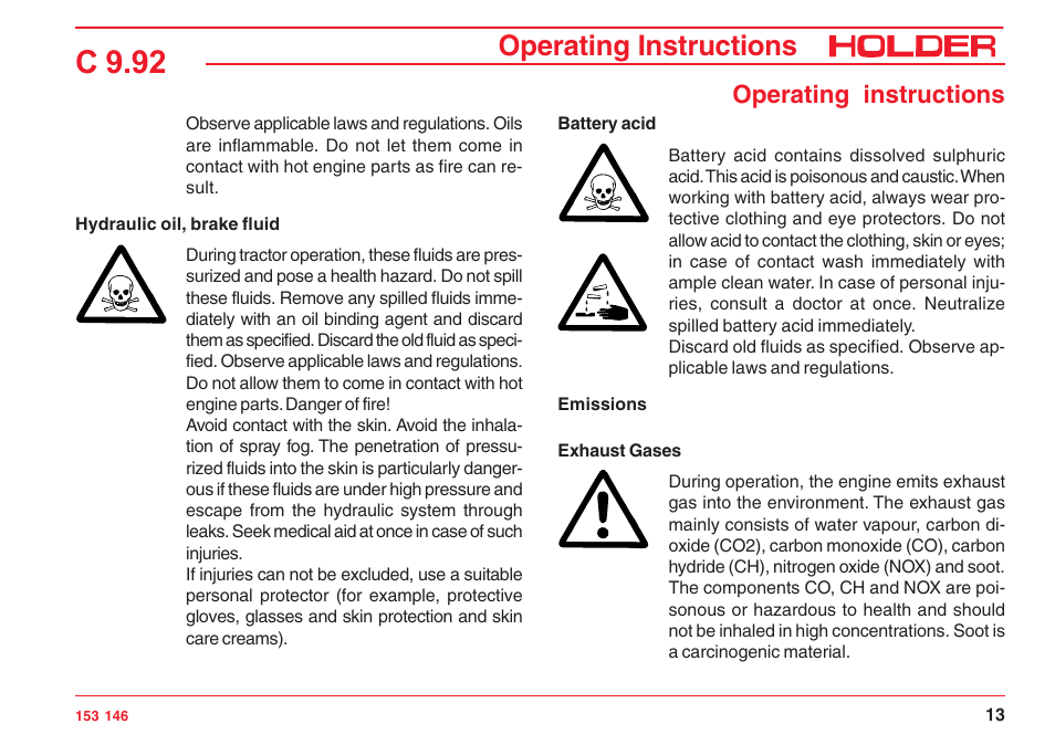 C 9.92, Operating instructions | Holder C 9.92 H User Manual | Page 15 / 238