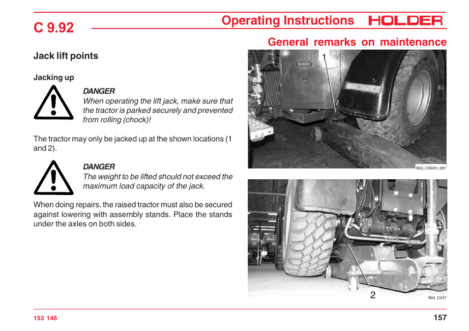 C 9.92, Operating instructions, General remarks on maintenance | Holder C 9.92 H User Manual | Page 159 / 238