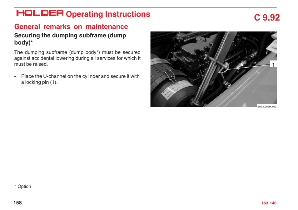 C 9.92, Operating instructions, General remarks on maintenance | Holder C 9.92 H User Manual | Page 160 / 238