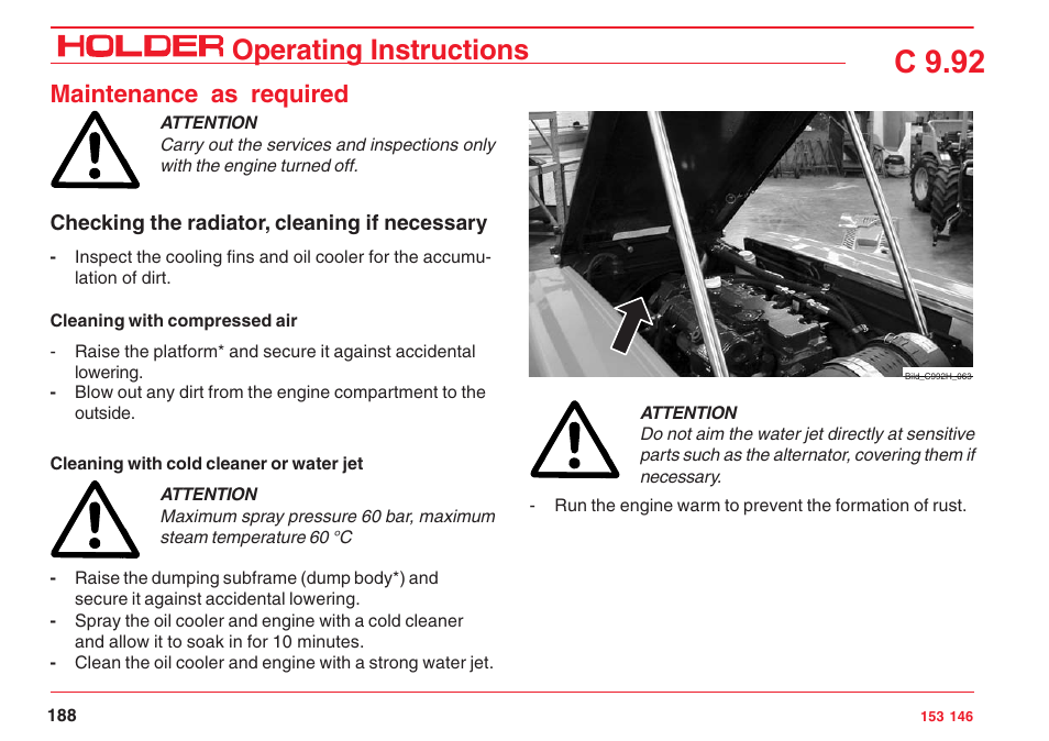 C 9.92, Operating instructions, Maintenance as required | Holder C 9.92 H User Manual | Page 190 / 238