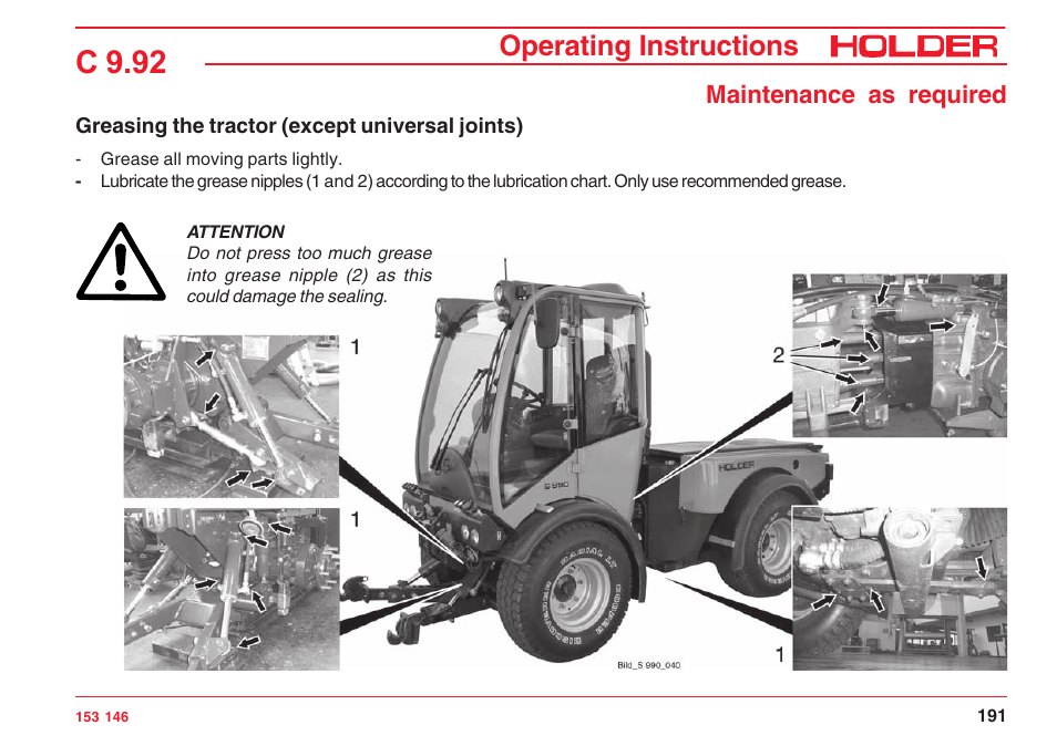 C 9.92, Operating instructions, Maintenance as required | Holder C 9.92 H User Manual | Page 193 / 238