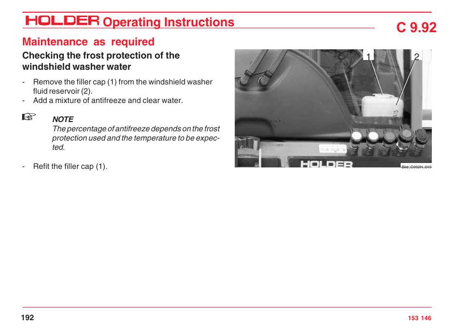 C 9.92, Operating instructions, Maintenance as required | Holder C 9.92 H User Manual | Page 194 / 238