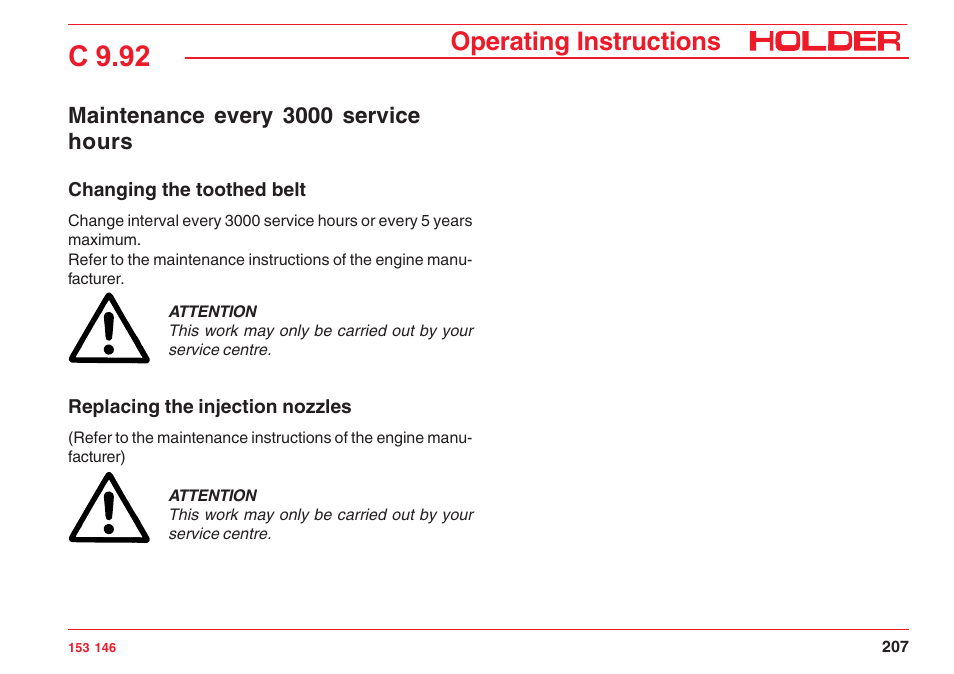 C 9.92, Operating instructions | Holder C 9.92 H User Manual | Page 209 / 238
