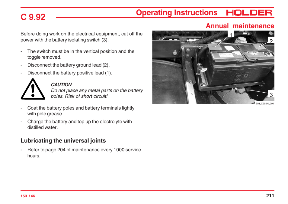 C 9.92, Operating instructions, Annual maintenance | Holder C 9.92 H User Manual | Page 213 / 238