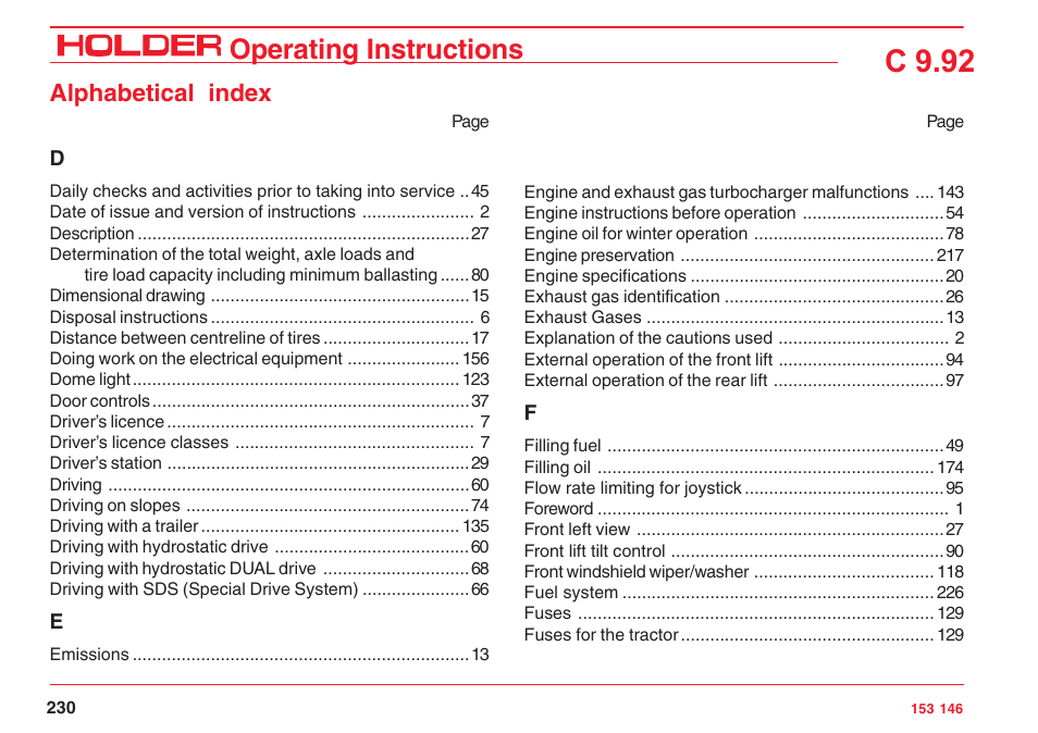 C 9.92, Operating instructions | Holder C 9.92 H User Manual | Page 232 / 238