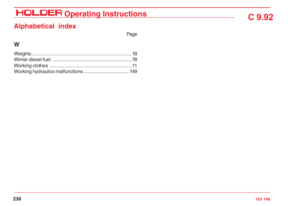 C 9.92, Operating instructions | Holder C 9.92 H User Manual | Page 238 / 238