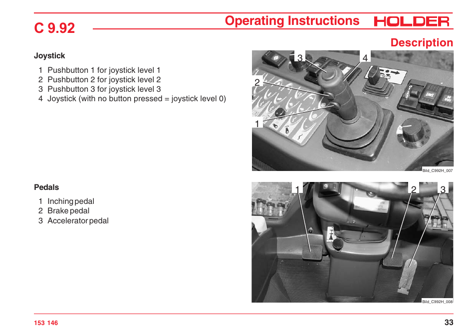 C 9.92, Operating instructions, Description | Holder C 9.92 H User Manual | Page 35 / 238