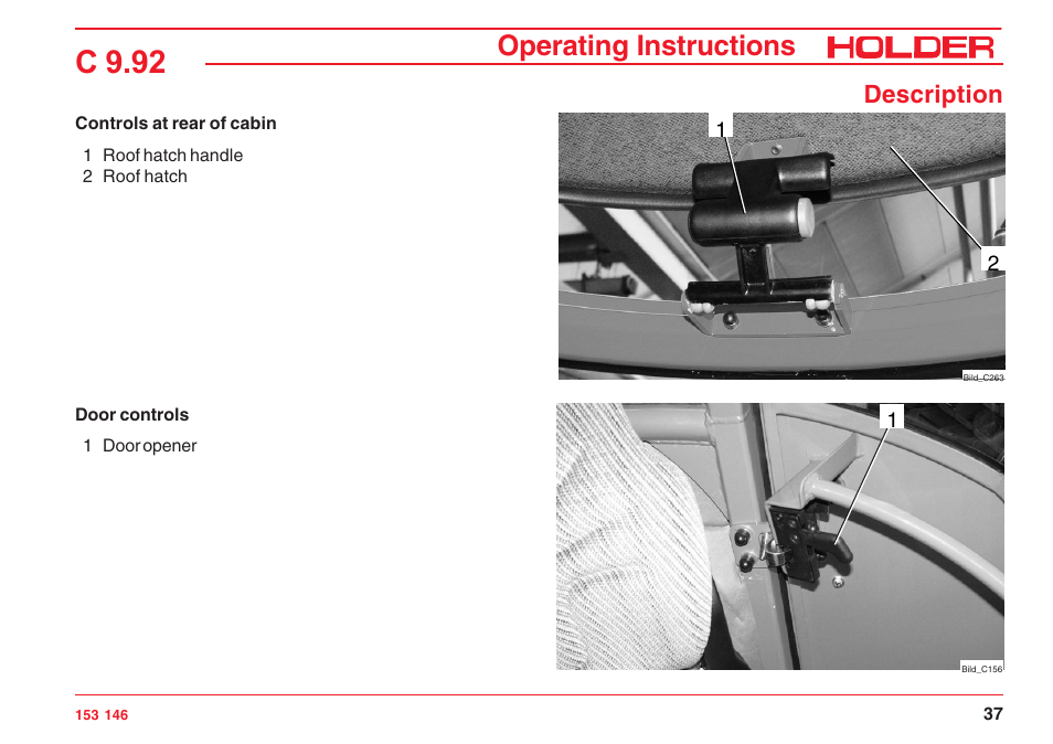 C 9.92, Operating instructions, Description | Holder C 9.92 H User Manual | Page 39 / 238