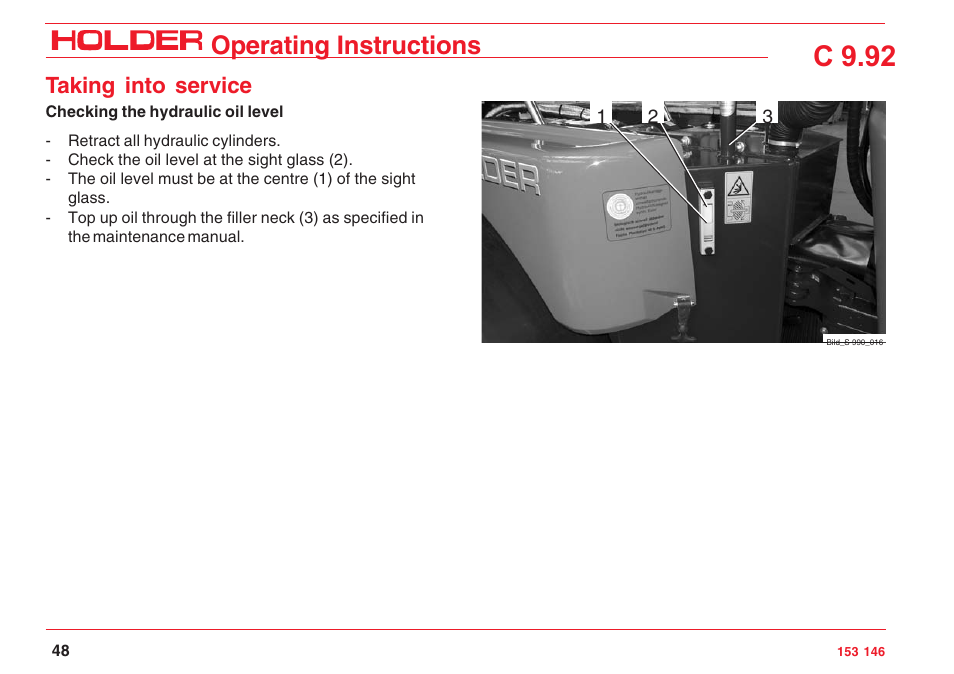 C 9.92, Operating instructions, Taking into service | Holder C 9.92 H User Manual | Page 50 / 238